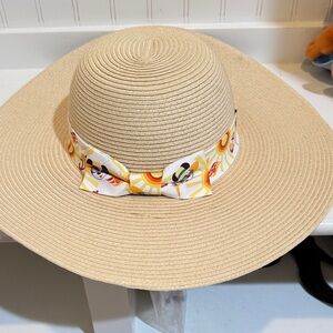 Disney Tan Sun Hat with Mickey Mouse Ribbon